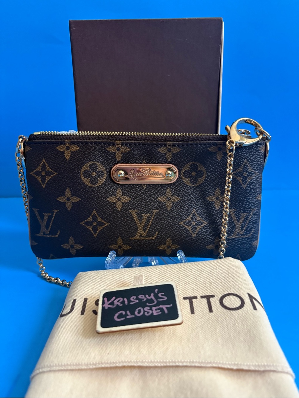 💟 Authentic Louis Vuitton Monogram Milla MM Pochette Bag Complete Set - RARE!